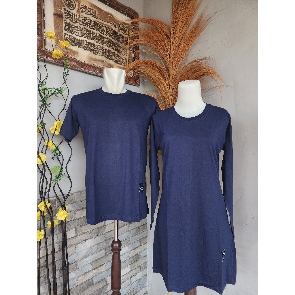 Kaos Couple POLOS NAVY / BIRU DONGKER katun combed Keluarga Cocok untuk santai, seragaman, olahraga 