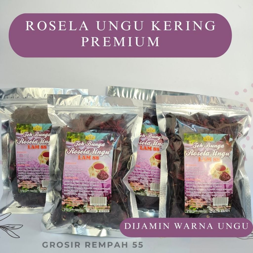 

TEH ROSELLA UNGU KERING KUALITAS GRADE A KEMASAN 1 KG