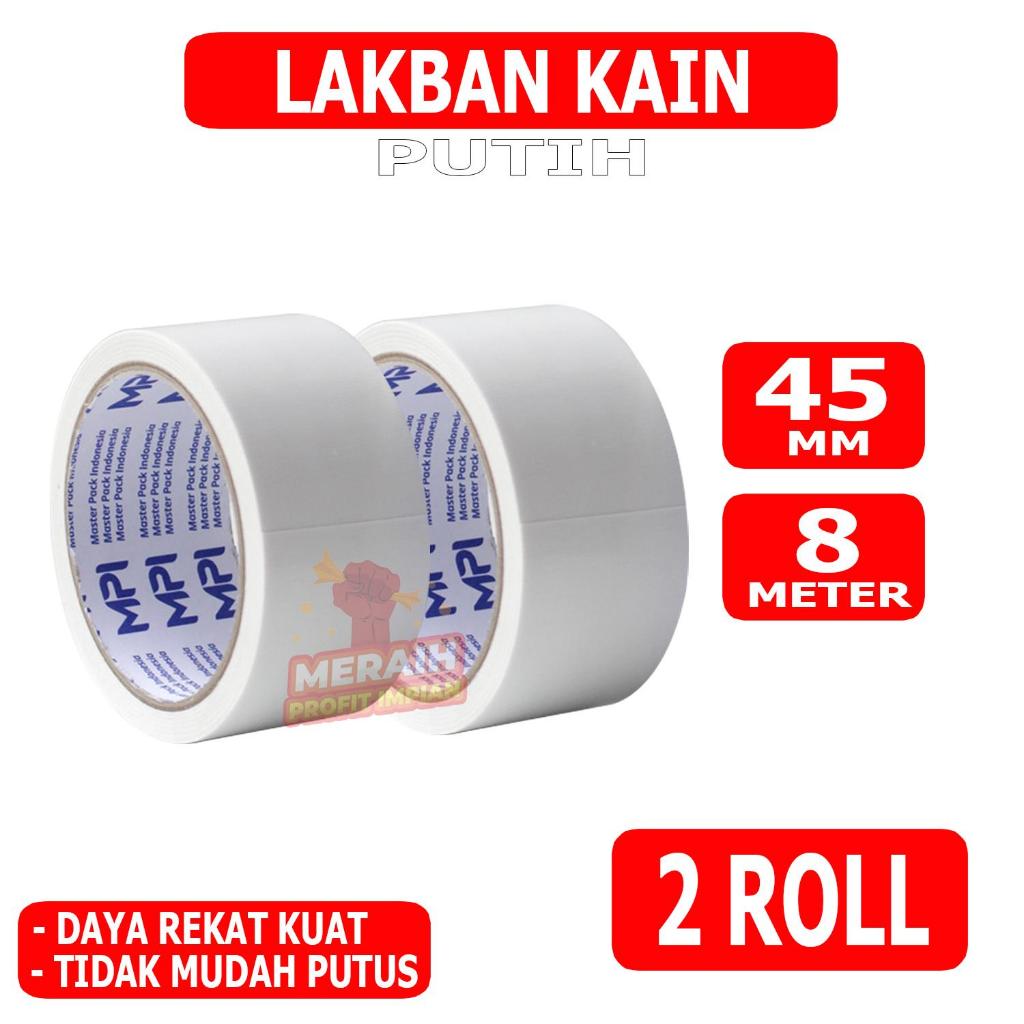 

2 Pcs - Lakban Kain Putih Susu 8 Meter - Cloth Tape MPI Putih 45 mm x 8 m