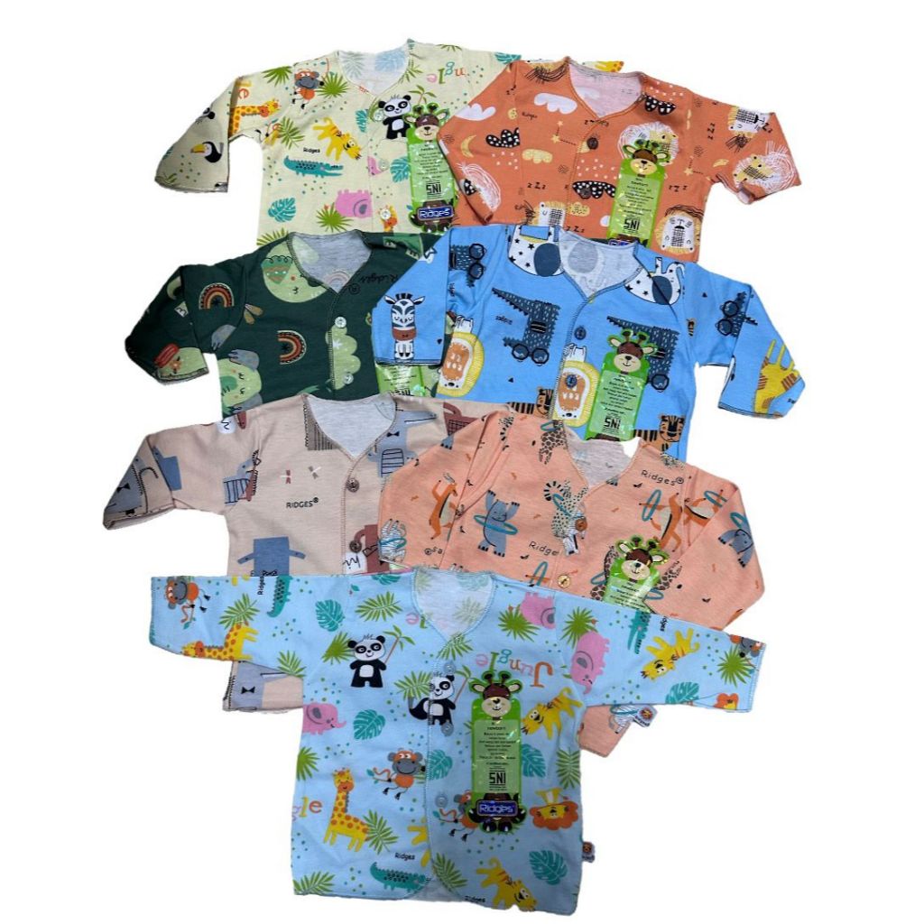 Paket Hemat Baju Baby Panjang Ridges NewBorn Lusinan (1 Lusin) / Baju Bayi Panjang Adem / Baju Panja