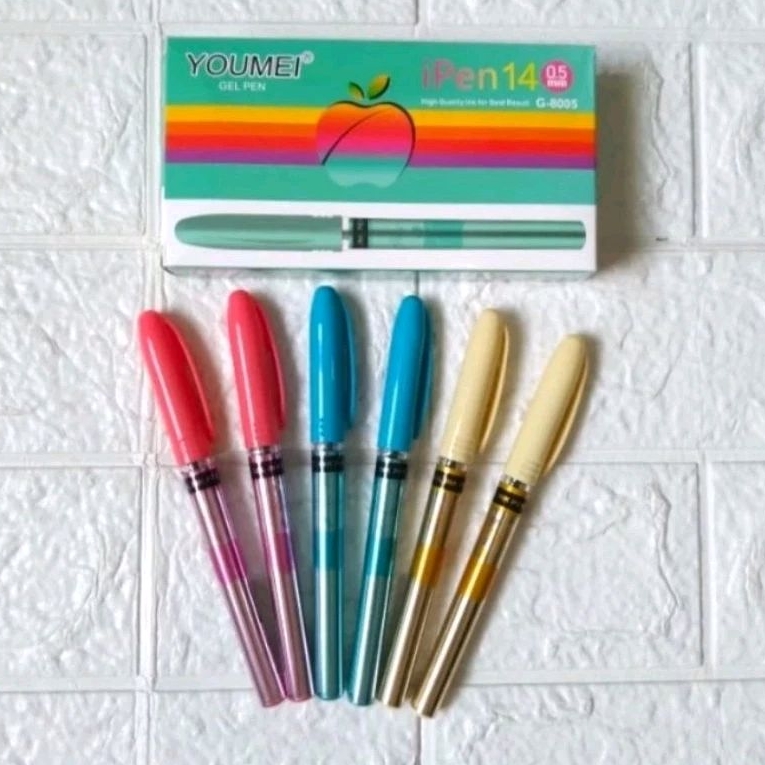 

(12pcs)Pulpen Ipen Youmei/Bolpen Pen Apel/Gel Pen Apple Youmei