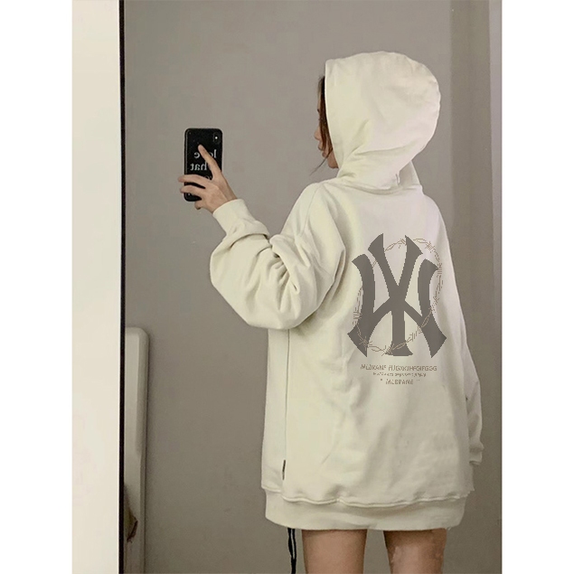 Hoodie Oversize Korean Style MLB Letter Graffiti Hoodie Pullover Causual Baggy Street Style Import K