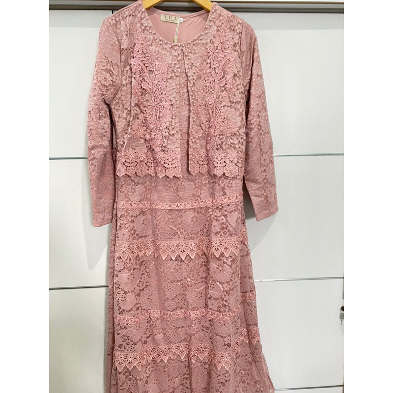 E.F -GAMIS KERANCANG BROKAT PREMIUM - DRESS PESTA MEWAH - GAMIS ROMPI WANITA MODERN - BAJU GAMIS MEW