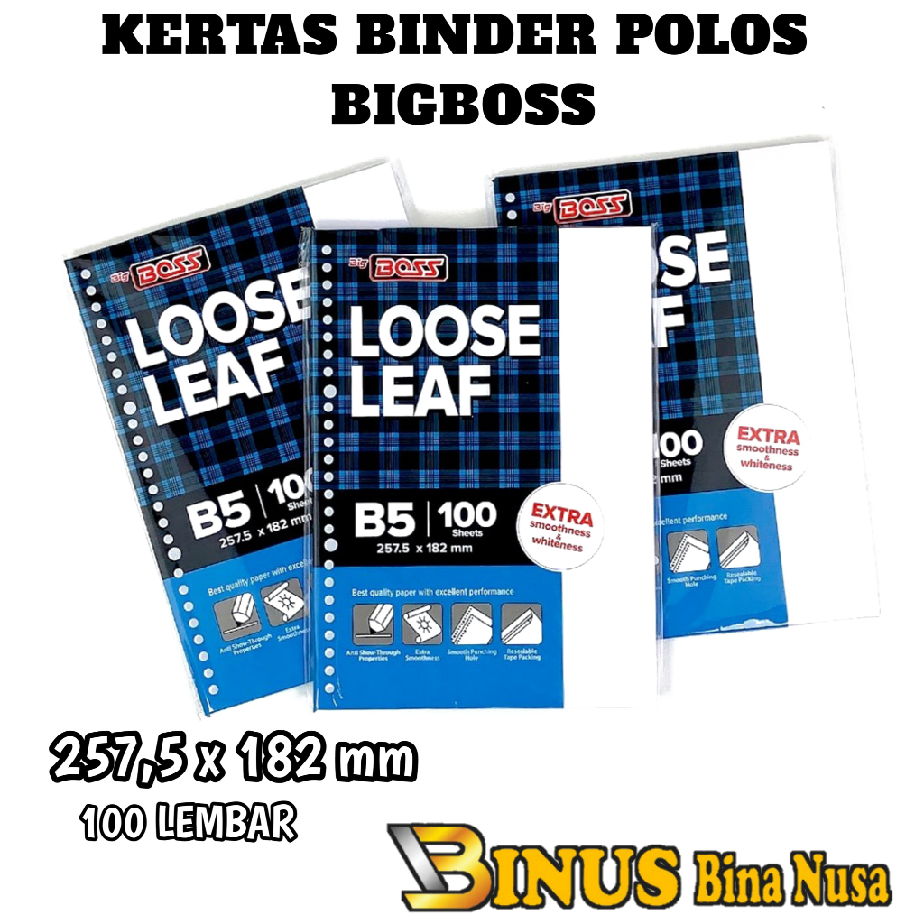 

Loose Leaf Big Boss B5 , 26 Holes - Polos isi 100 Lembar