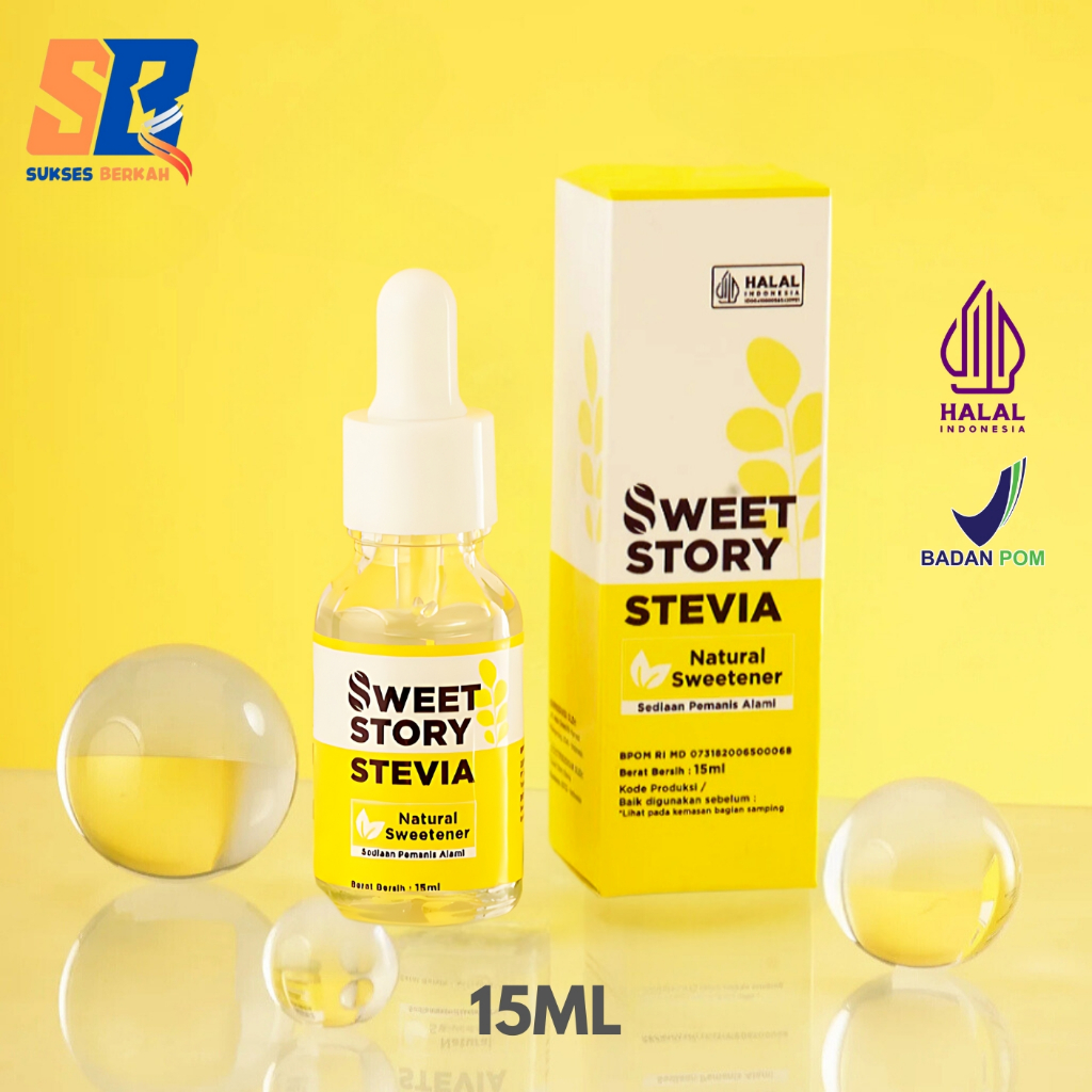 

Sweet Story Stevia Cair 15 ML Pemanis Alami Pengganti Gula 0 KALORI 0 GULA BPOM dan HALAL