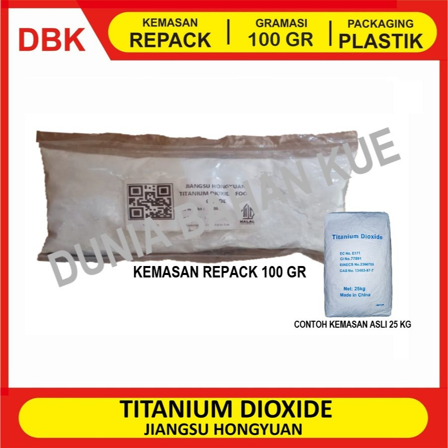 

TITANIUM DIOXIDE JIANGSU HONGYUAN - REPACK 100 GR / PEMUTIH MAKANAN FOOD GRADE