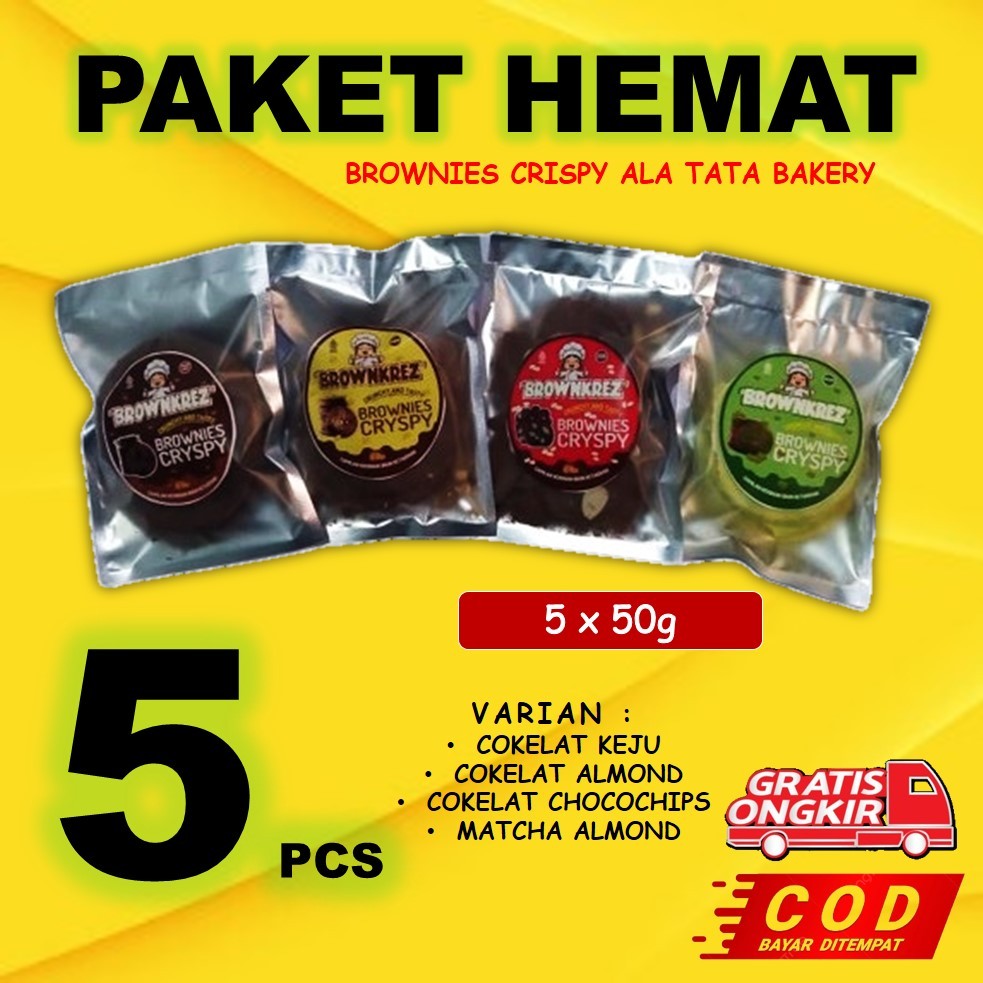 

PAKET HEMAT ISI 5 PACK BROWNIES CRISPY TATA BAKERY 50G - CAMILAN VIRAL BROWNIES KRISPI