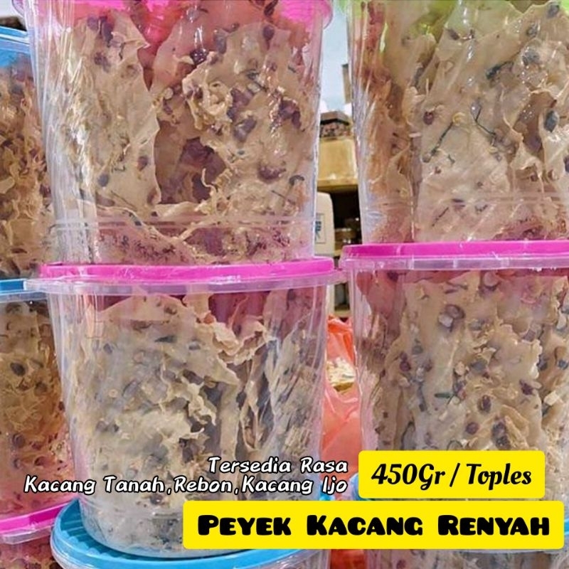 Peyek Renyah Kacang Tanah Rebon Kacang Ijo Toples 500ml Gurih Kriukk