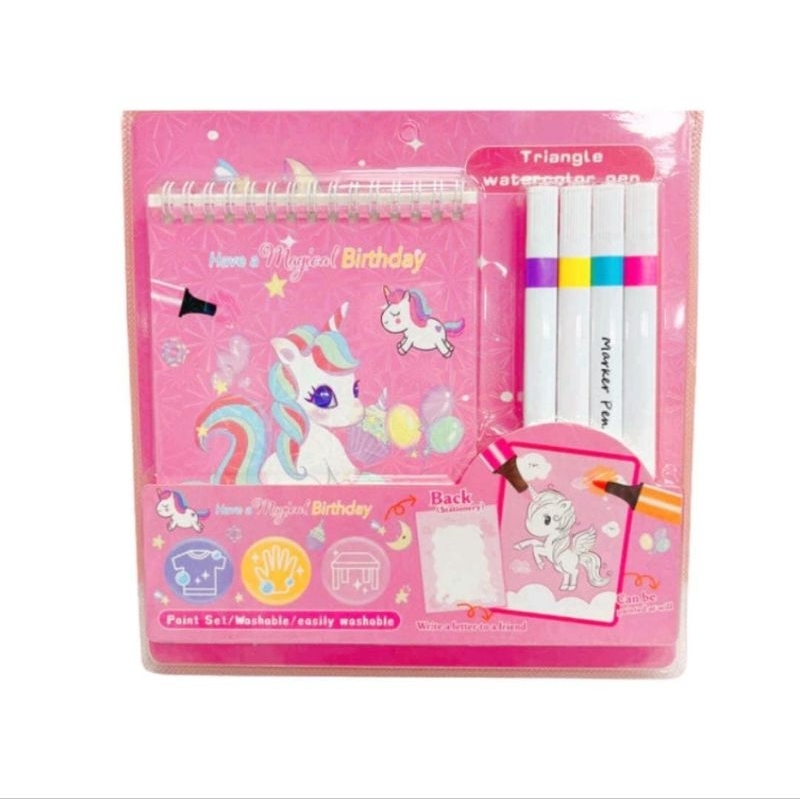 

Paint Set Buku Gambar Karakter Anak / Buku Binder Mewarnai Free Coloring Book Pen Maker Premium / Paint Set Easily Washa