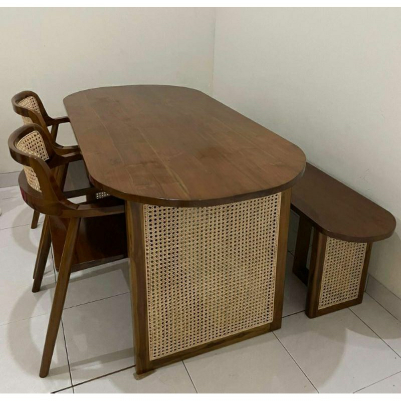set meja makan rotan set meja makan  heroshima rotan meja rotan ( 211+meja )