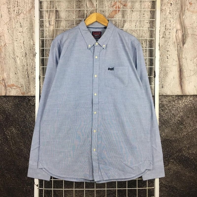 Kemeja Lengan Panjang Pria Original Superdry Size XXL . SDA 05238 Second Bekas Preloved