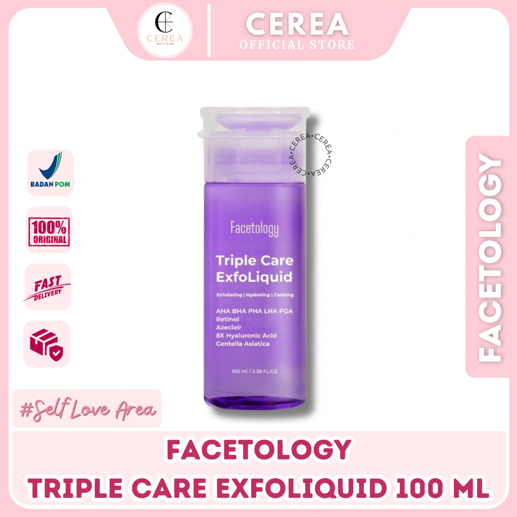 [BPOM] Facetology Triple Care ExfoLiquid Toner Exfoliating AHA BHA PHA LHA PGA 100 ML