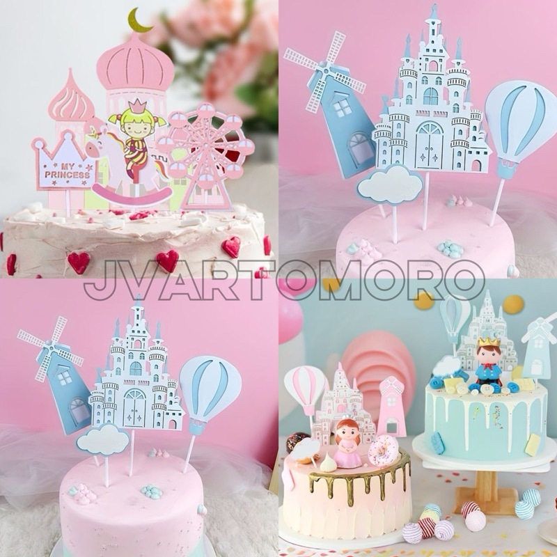 TOPPER KERTAS Castle Prince Princess Kastil Disney