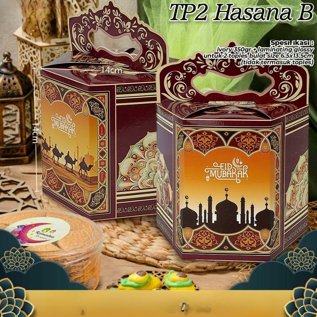 

HEMAT Box Toples Kue Lebaran Muat 2 toples Dekorasi Hampers Lebaran