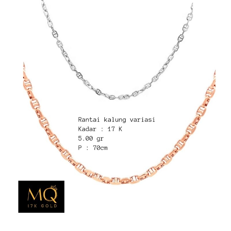 Rantai kalung emas 17K model brand H