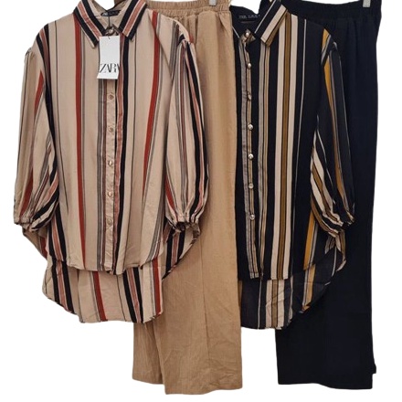 Spesial one set malika salur setelan wanita dewasa bahan mix crinkel stelan terbaru malika