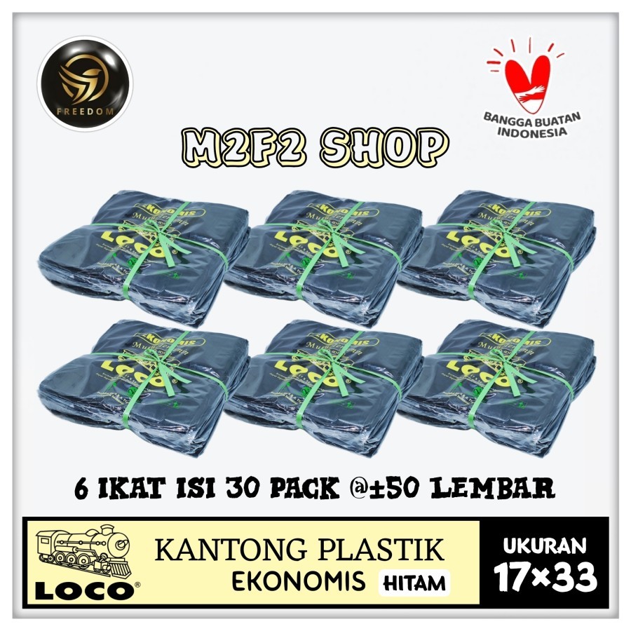 Kantong Plastik Kresek Loco HD PE 17 Hitam Ekonomis - (Kemasan 6 Ikat)