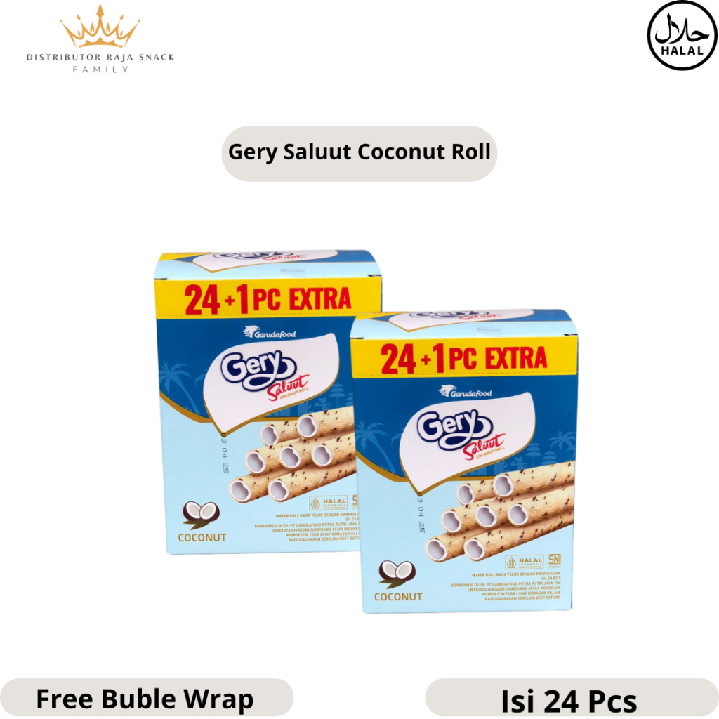 

New Gery Salut Coconut Roll 1 Box isi 24 pcs @7gram