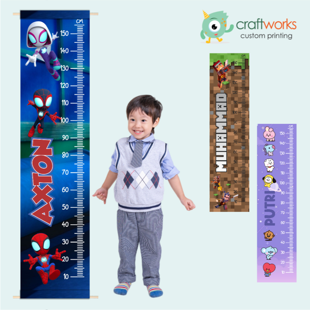 HIASAN PENGUKUR TINGGI ANAK - BANNER GROWTH CHART CUSTOM