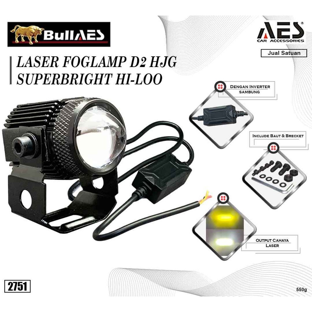 Laser Foglamp D2 Laser Hi Loo Lampu Tembak Motor Mobil HJG