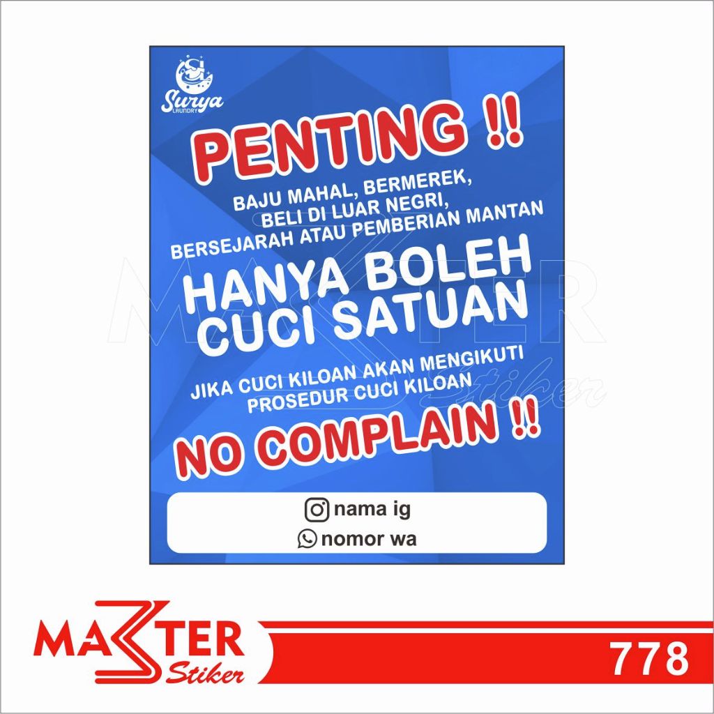 

778 - Stiker Laundry, Nama Toko, Warung, Sticker Vinyl, Premium, Tahan Air, Termurah, Bisa Custom