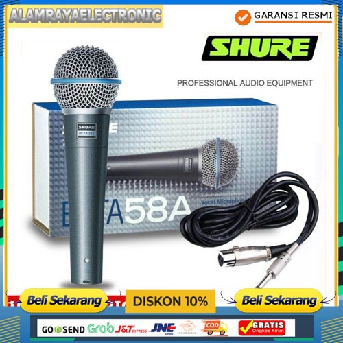 MIC SHURE BETA 58 A MIC KABEL SHURE BETA 58A SOCKET GOLD SUARA MERDU PROMO MURAH