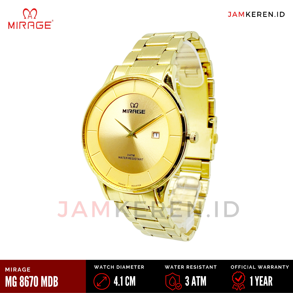 diskon jam tangan jam tangan pria original 100% mirage 8670 m stainless tipis anti air original