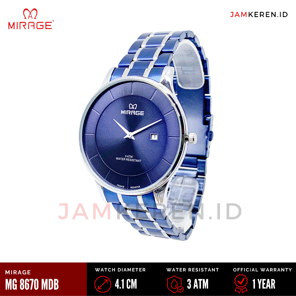 HEMAT Jam Tangan Jam Tangan Pria Original 100% Mirage 8670 M Stainless Tipis Anti Air Original