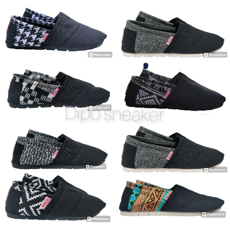 Wakai Motif Slip on Pria Wanita Original Kasual Kanvas