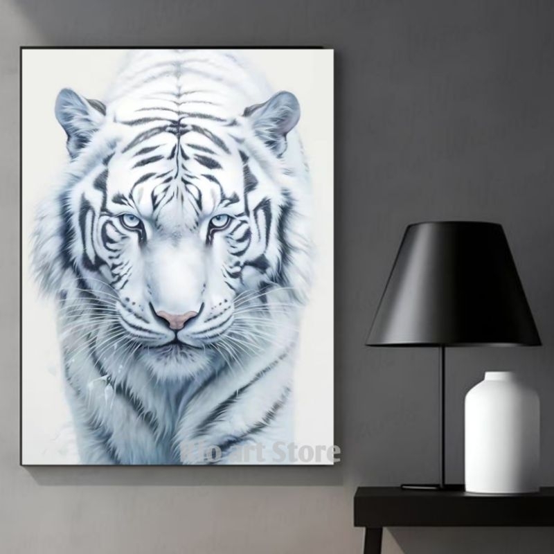 Hiasan dinding poster macan putih untuk walldecor atau dekorasi dinding
