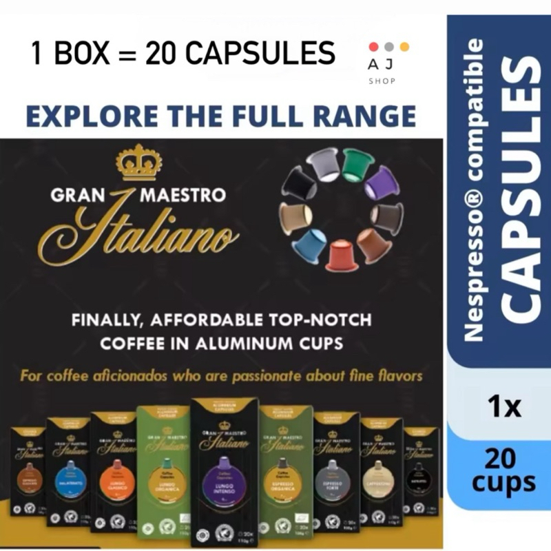 

GRAN MAESTRO Italiano Nespresso Aluminium Coffee Capsule isi 20 Kapsul Kopi