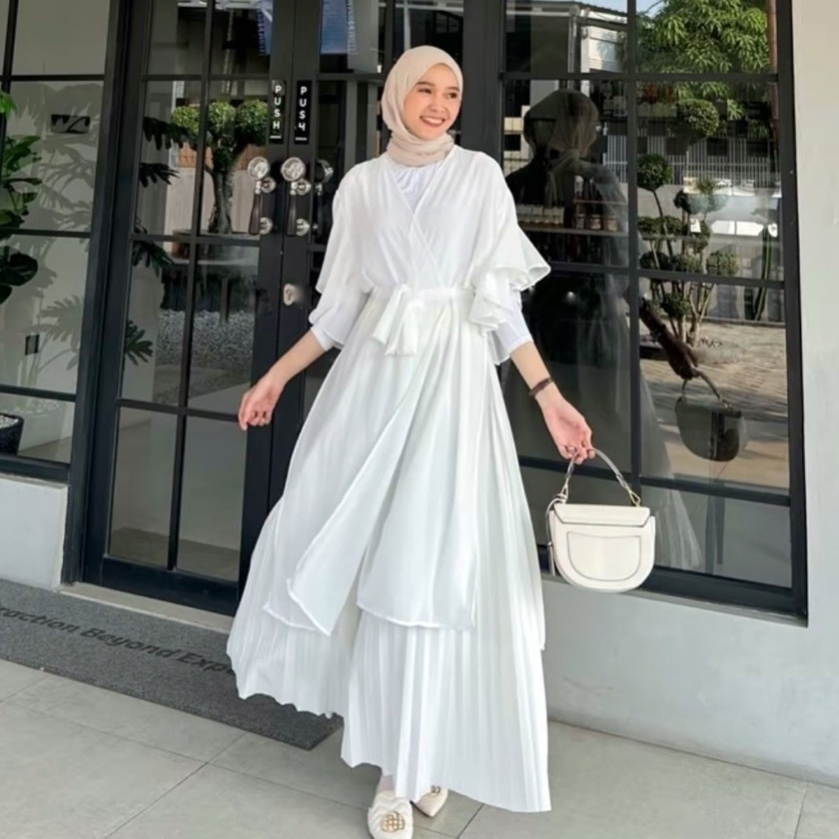 Trend 2025 Namia Outer Pantai Wanita Hijab Cardigan Polos Premium Bahan Ceruty Babydoll