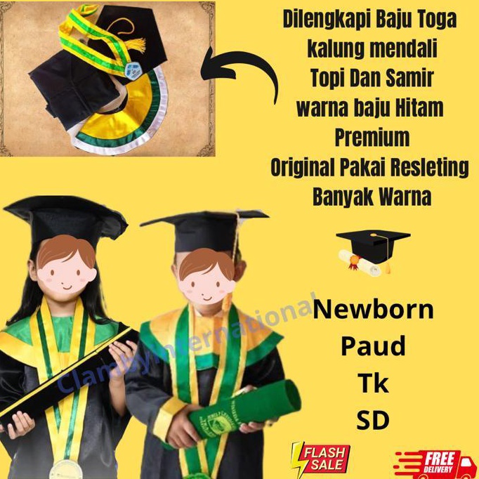 J6 Baju Toga Wisuda SDTKPAUD Grade A Quality Baju Anak Photoshoot Bayi Jubah Baju Kelulusan Wisuda T