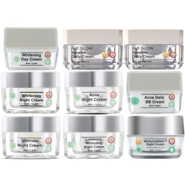 Ms glow krim siang dan malam/night cream day cream msglow sunglow sunwhite whitening acne white cell