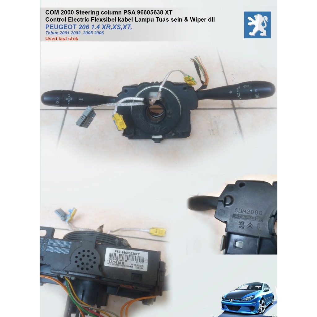 COM 2000 PEUGEOT 206 1.4 XR,XS,XT flexsibel control lampu depan Sen & Wiper 96605638 XT