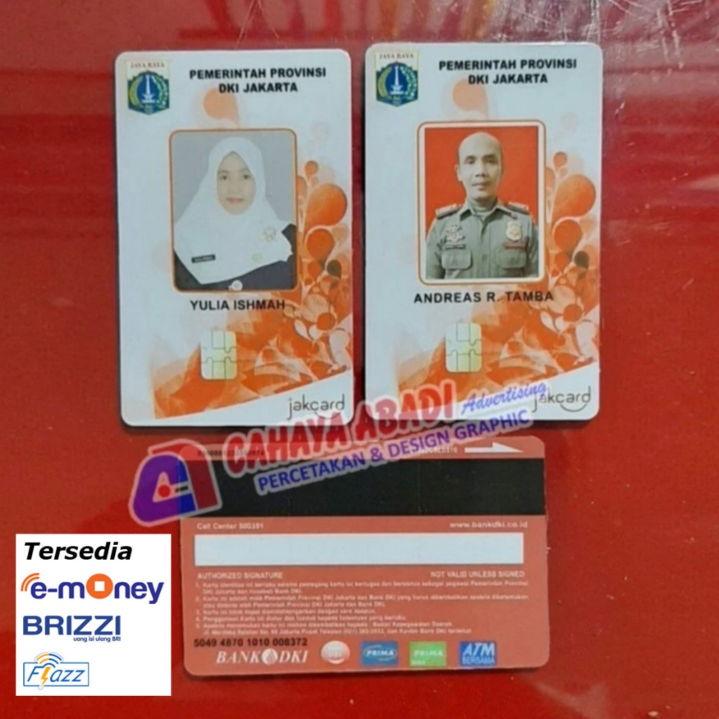 

ID Card DKI Jakarta Name Tag DKI Jakarta Emoney Brizzi Flazz