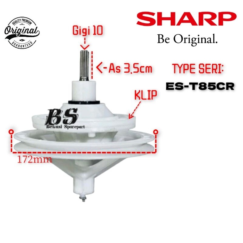 [SHARP ES-T85CR] Gearbox Mesin Cuci Sharp ES-T85CR 2 Tabung Gerigi 10