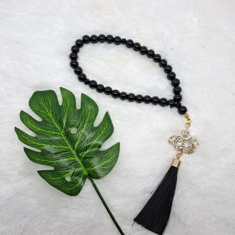 Tasbih batu black onix 8mm 33 butir lafadz allah