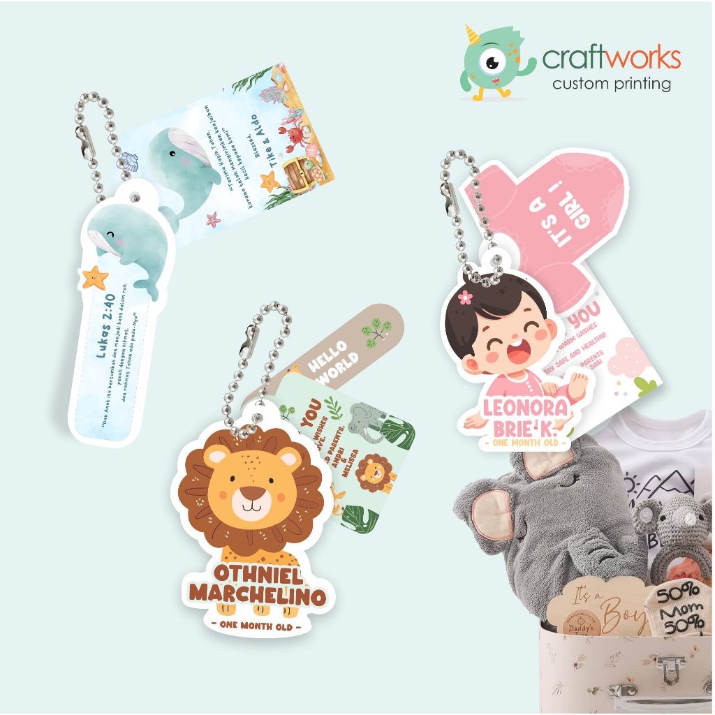 

HANGTAG BABY ONE MONTH CUSTOM SUSUN 2 IN 1 / 3 IN 1 - TAG BAYI 1 BULAN CUSTOM