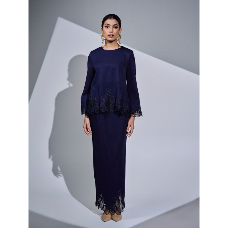 EMBUN  baju KURUNG MALAYSIA navy baju muslim one set stelan baju malaysia