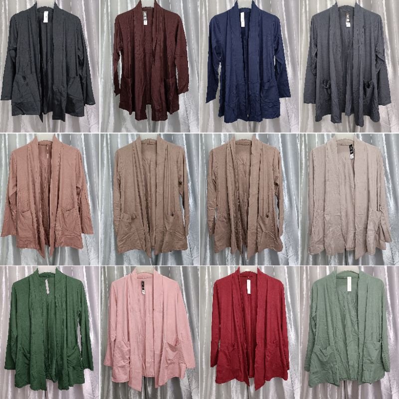 Cardigan Wanita Kaos Spandex Stretch Lengan Panjang