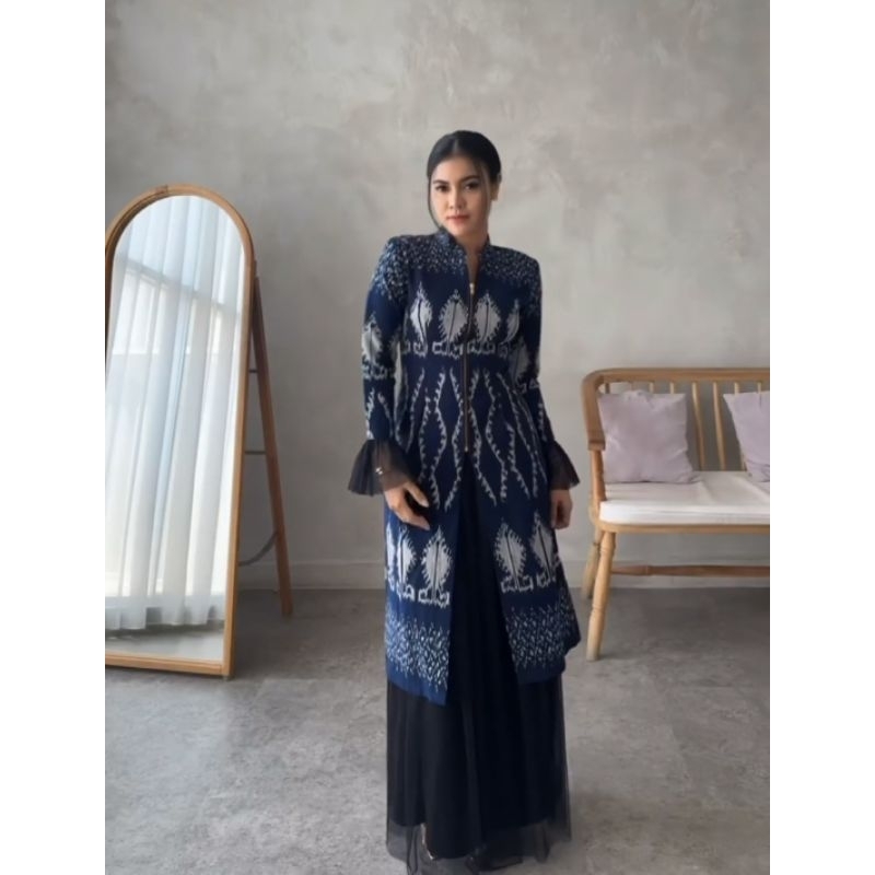 Setelan tenun wanita tunik tenun dress tenun baju tenun Jepara