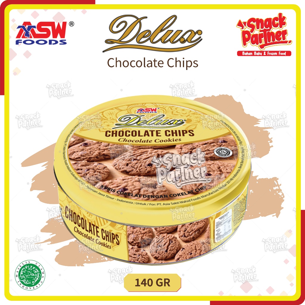 

DELUX CHOCOLATE CHIPS 140 GR / Kaleng [EXP AGUSTUS 2025] - ChocoChips Choco Chip Cookies Biskuit Coklat