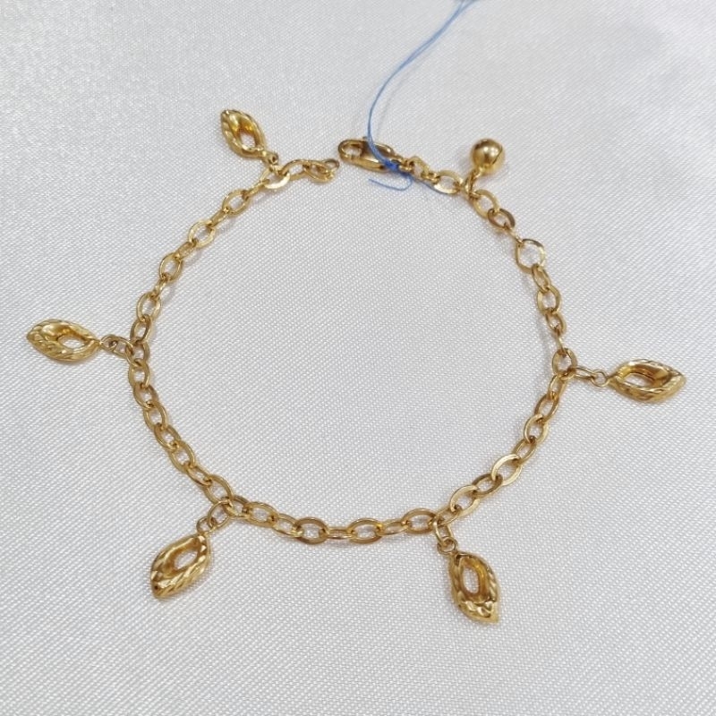 6K / 3.2 gr / 18 cm - Gelang Rantai Hollow Fancy Emas Muda Asli Kadar 30% 300 - PJ