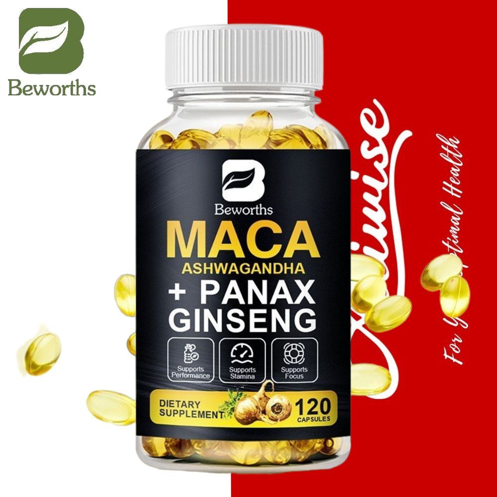 BEWORTHS 120pcs USA Ekstrak Akar Ginseng & MACA Kapsul Penambah Energi untuk Pria dan Wanita