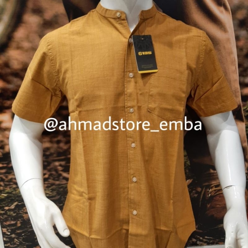 Kemeja S135 kerah sanghai bahan katun lembut model polosan