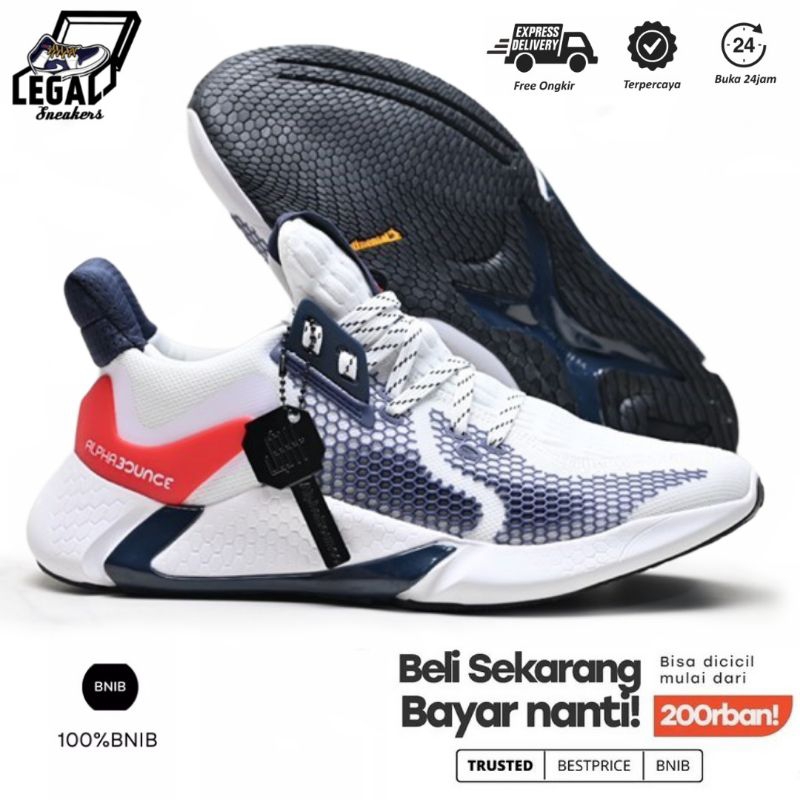 Sepatu Original Adidas Alphabounce Beyond M Instinct White Navy Red Running Shoes Men's BNIB