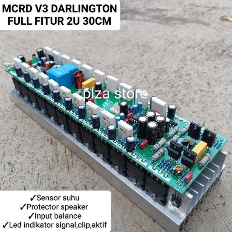 Kit driver power amplifier MCRD V3 Darlington 2u 30cm full fitur input balance/Sensor suhu/Protector
