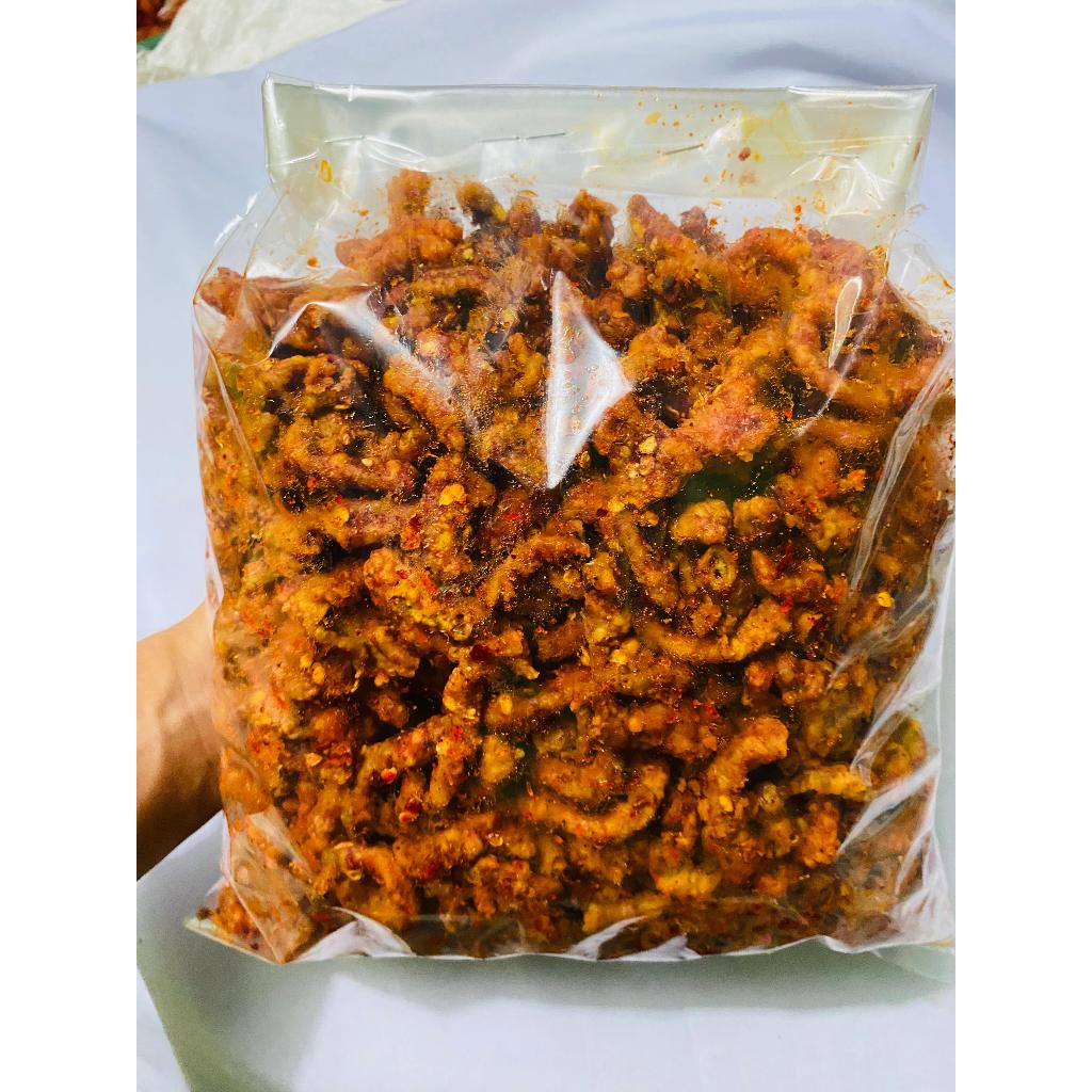 

usus crispy/keripik usus bumbu melimpah pedas daun jeruk/original daun jeruk kemasan 500gr 250gr 100gr