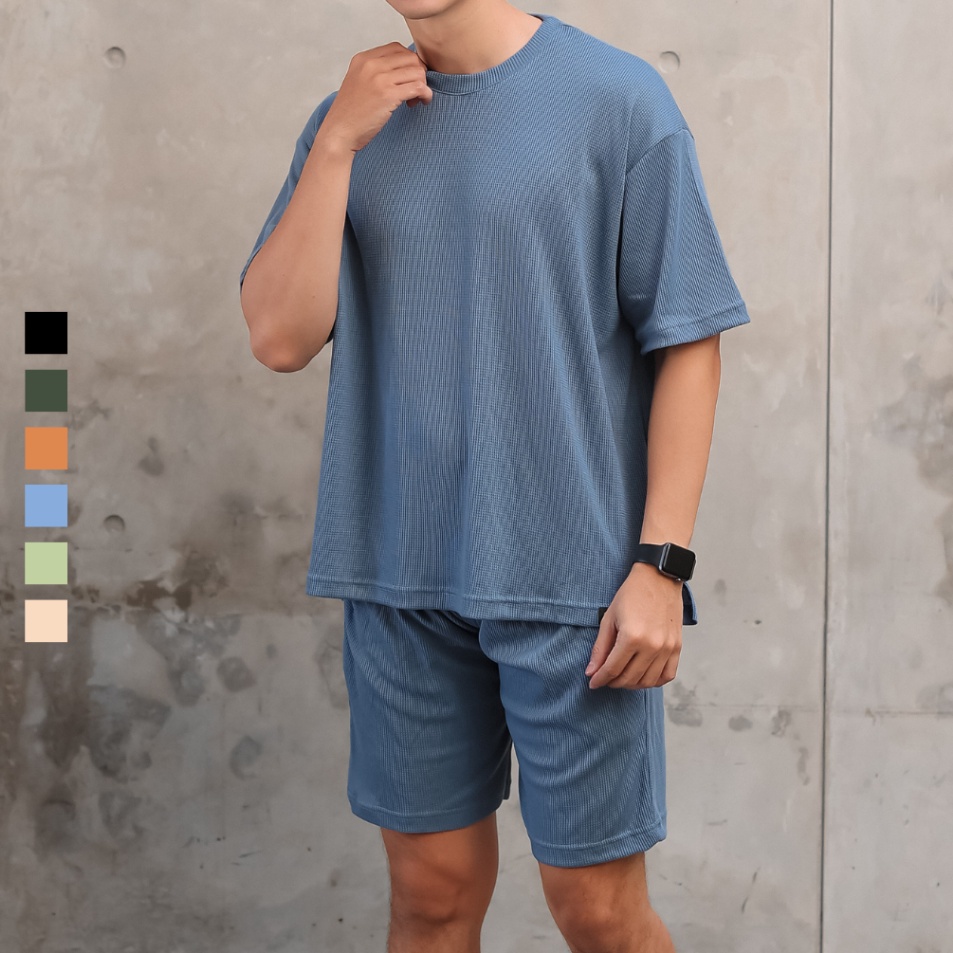 Borong Produk  SAGI Men  Kuro Oversized Polo Shirt Set  Setelan Atasan Kaos Berkerah Casual Formal L